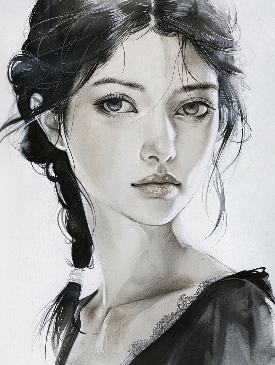 Ethereal Monochrome Female Portrait Studies - Image 2