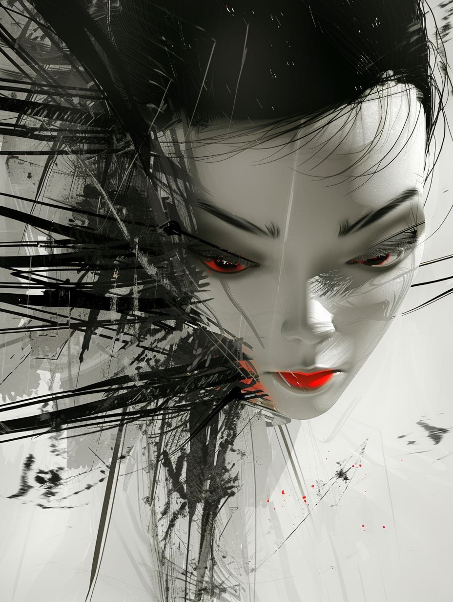 Monochrome Ink Ethereal Portrait - Image 3