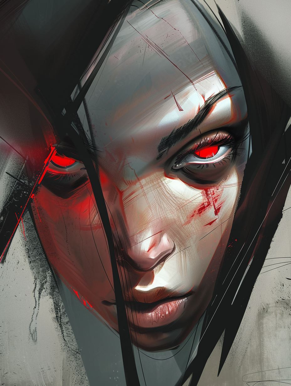 Crimson Edge Digital Portrait - Image 2