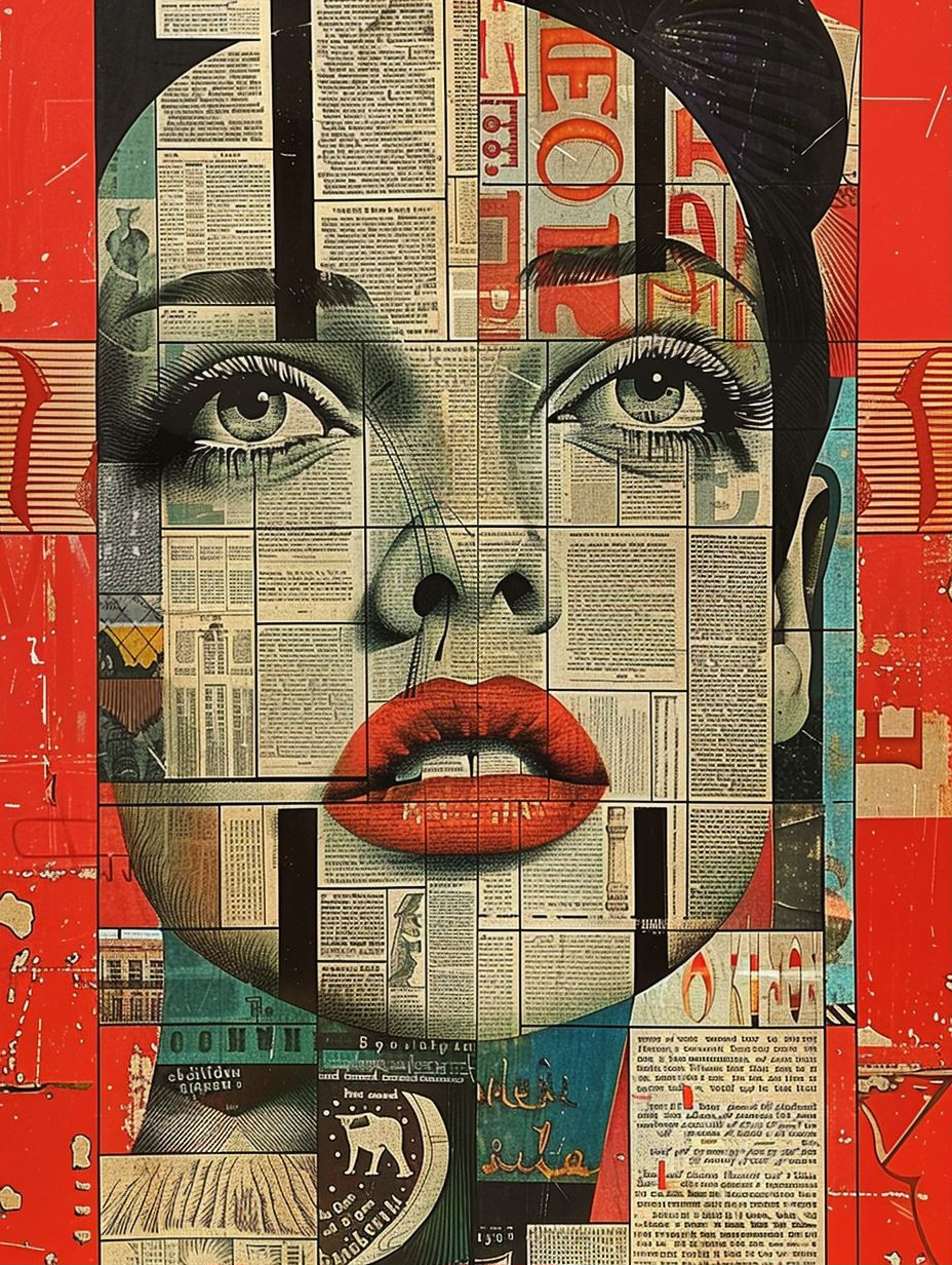 Vintage Newspaper Collage Portrait