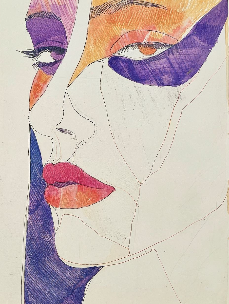 Abstract Violet Portrait Sketch - Image 2