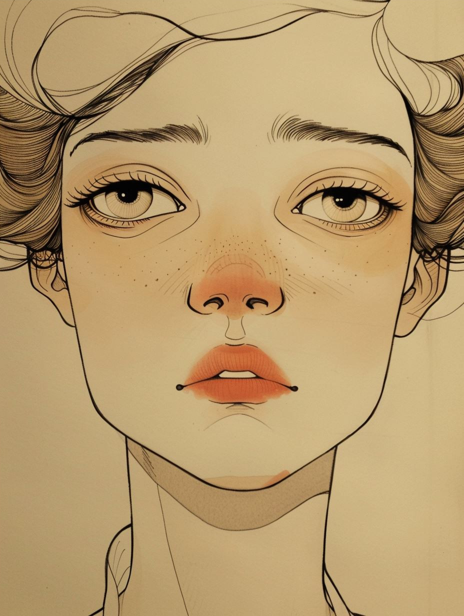 Elegant Vintage Ink Portrait - Image 4