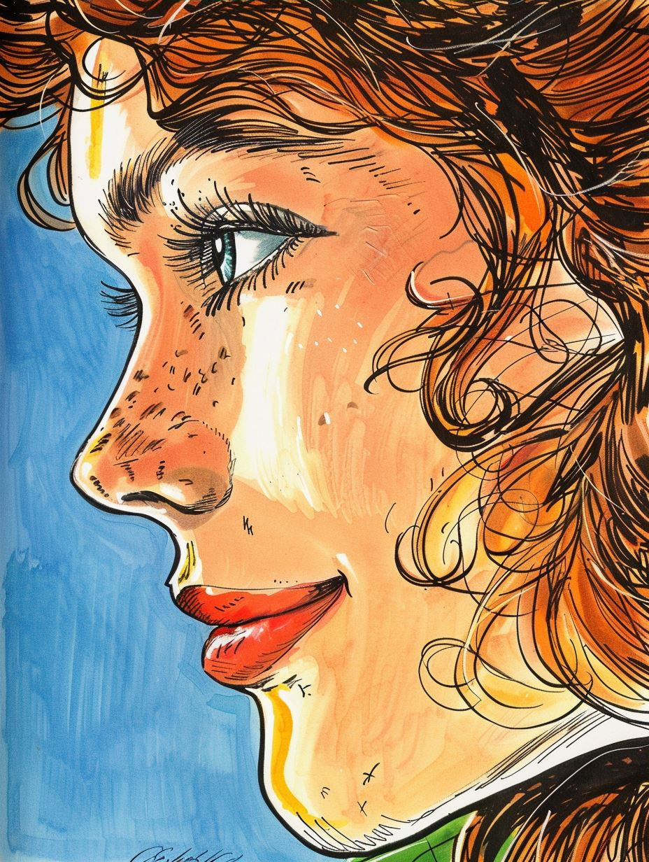Expressive Ink and Watercolor Portrait - Image 3