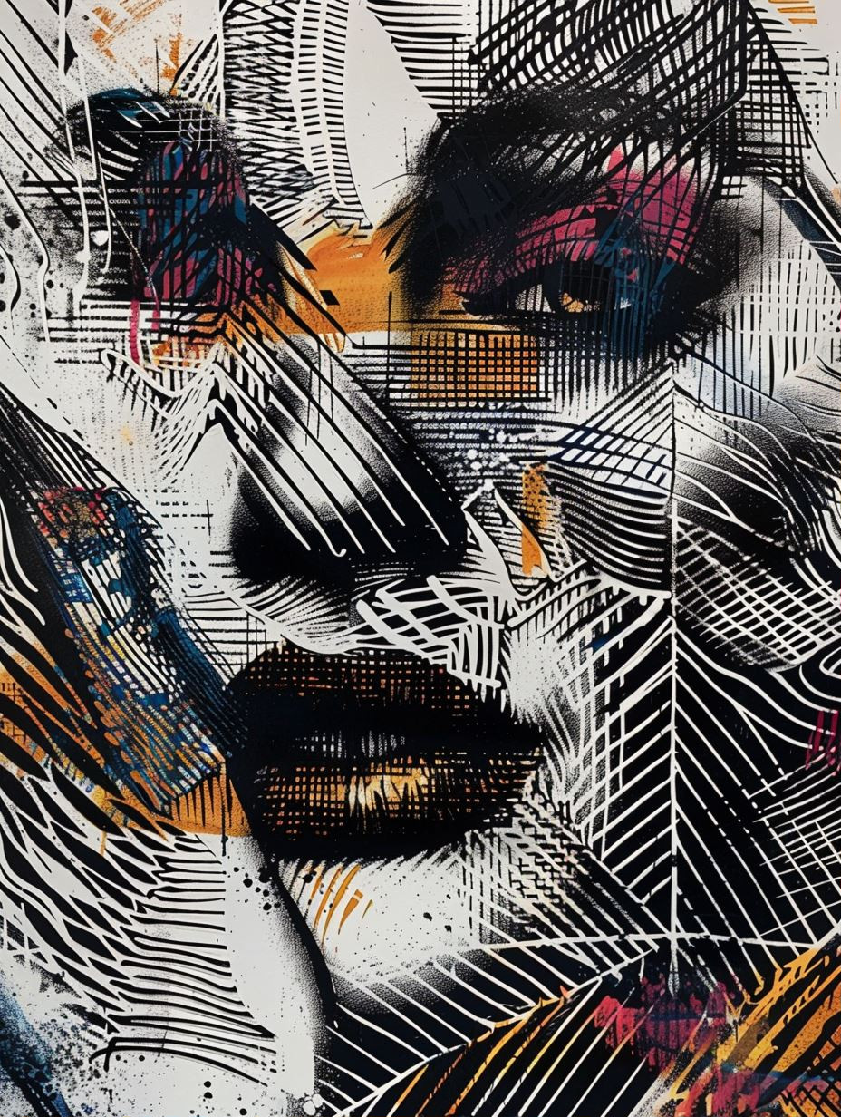 Fragmented Portraits in Abstract Lines - Image 1