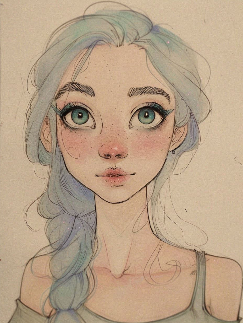 Ethereal Gaze in Ink Wash - Image 2