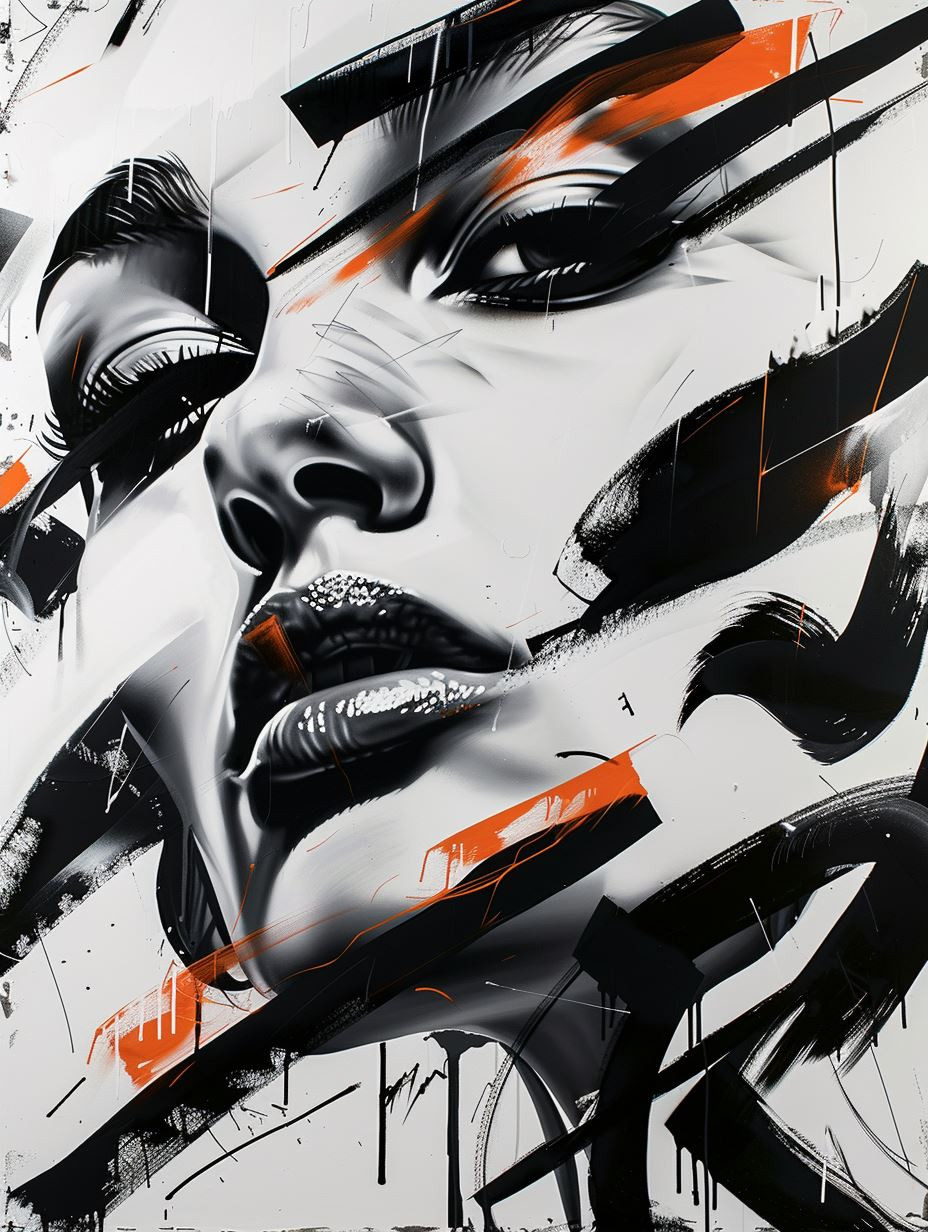 Abstract Orange and Black Portrait Collage - Image 4