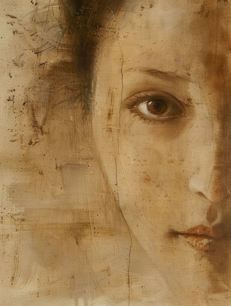 Ethereal Sepia Portrait Fragments - Image 1