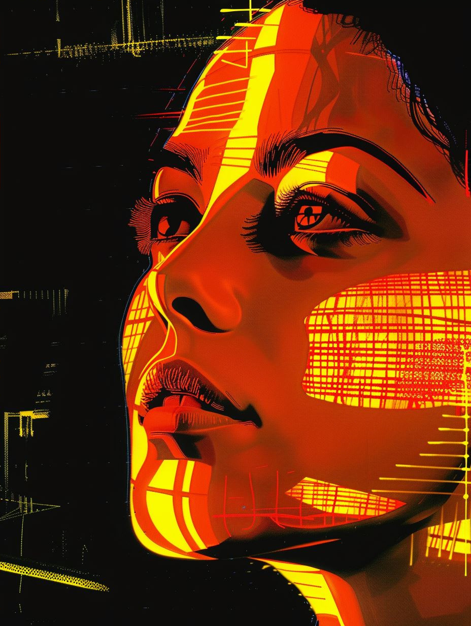 Fragmented Golden Cybernetic Portrait - Image 4