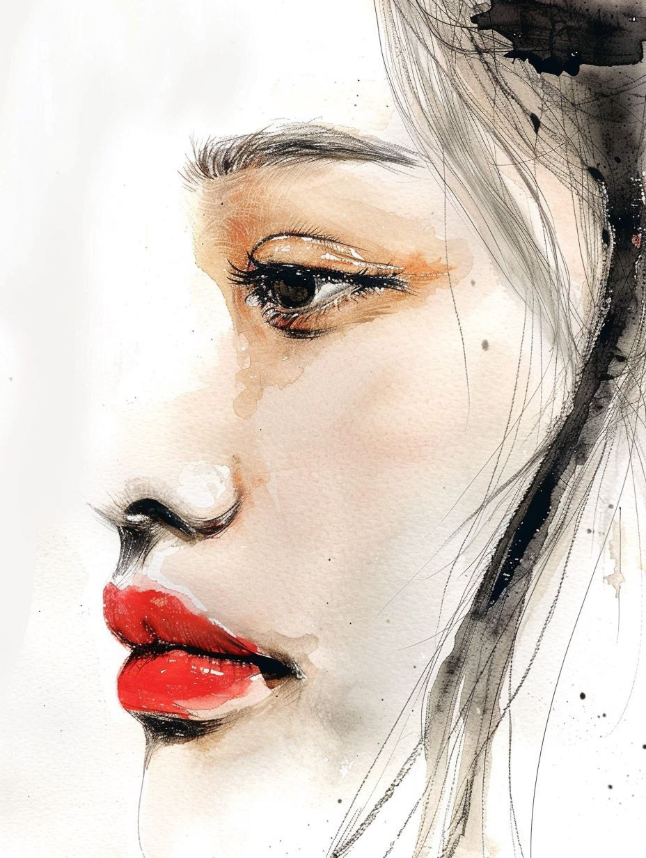 Ethereal Watercolor Female Portraits - Image 1