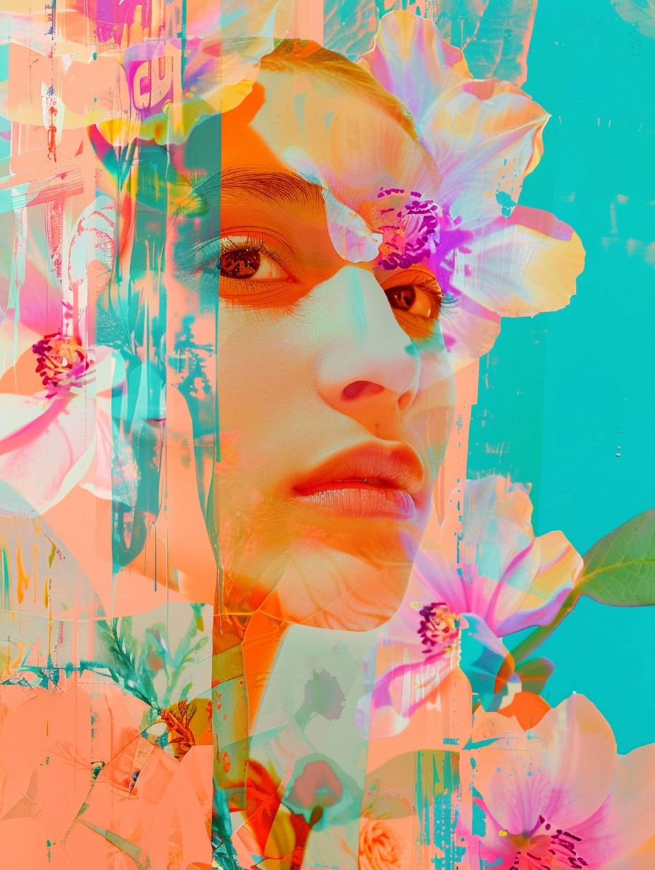Abstract Pastel Portrait Fragments - Image 1