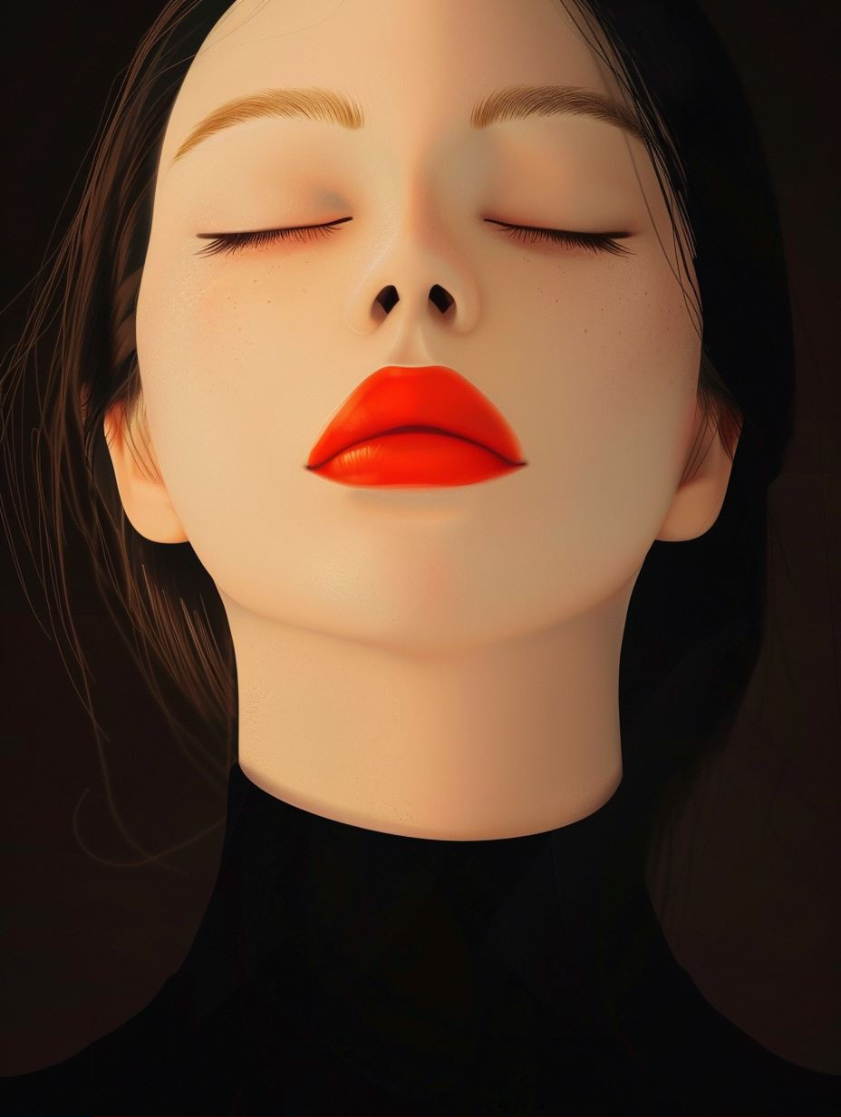 Crimson Contrast Minimalist Portraits - Image 2