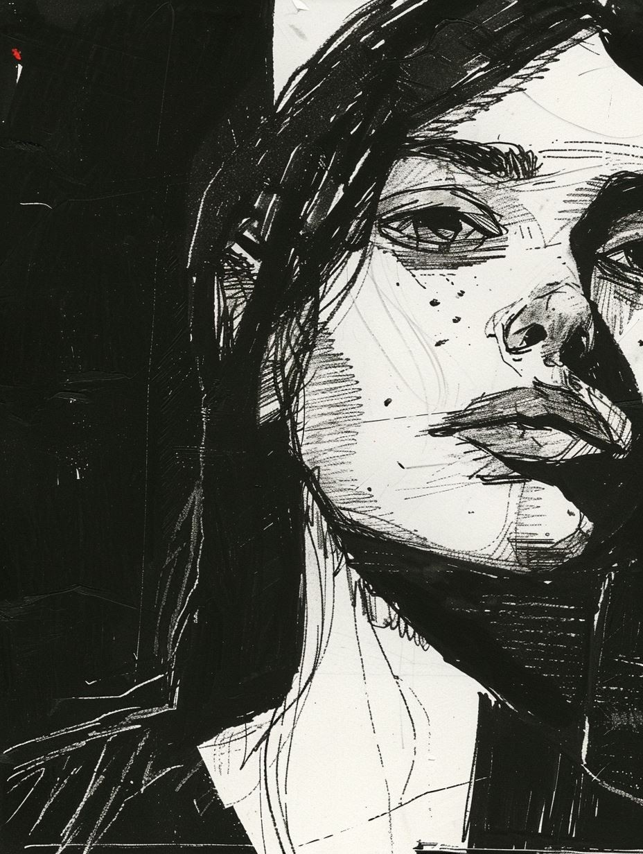Fragmented Ink Portrait Study - Image 3