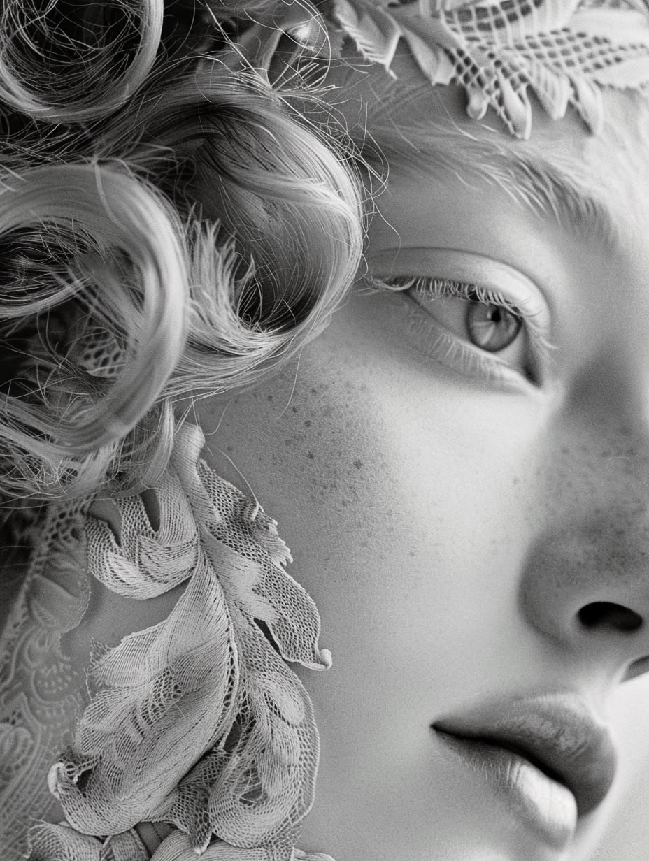 Ethereal Monochrome Floral Portraits - Image 1