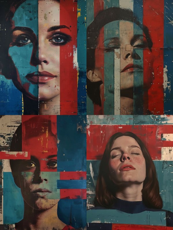 Fragmented Portraits in Primary Hues