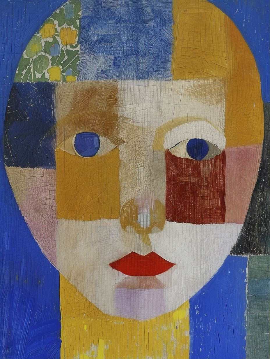 Fragmented Faces in Blue - Image 1