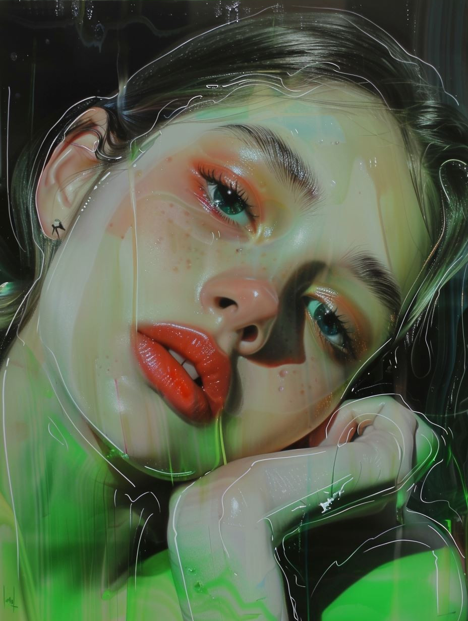 Emerald Liquid Glass Portrait - Image 3