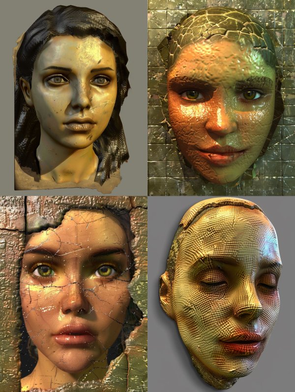Ethereal Sculpted Stone Portraits