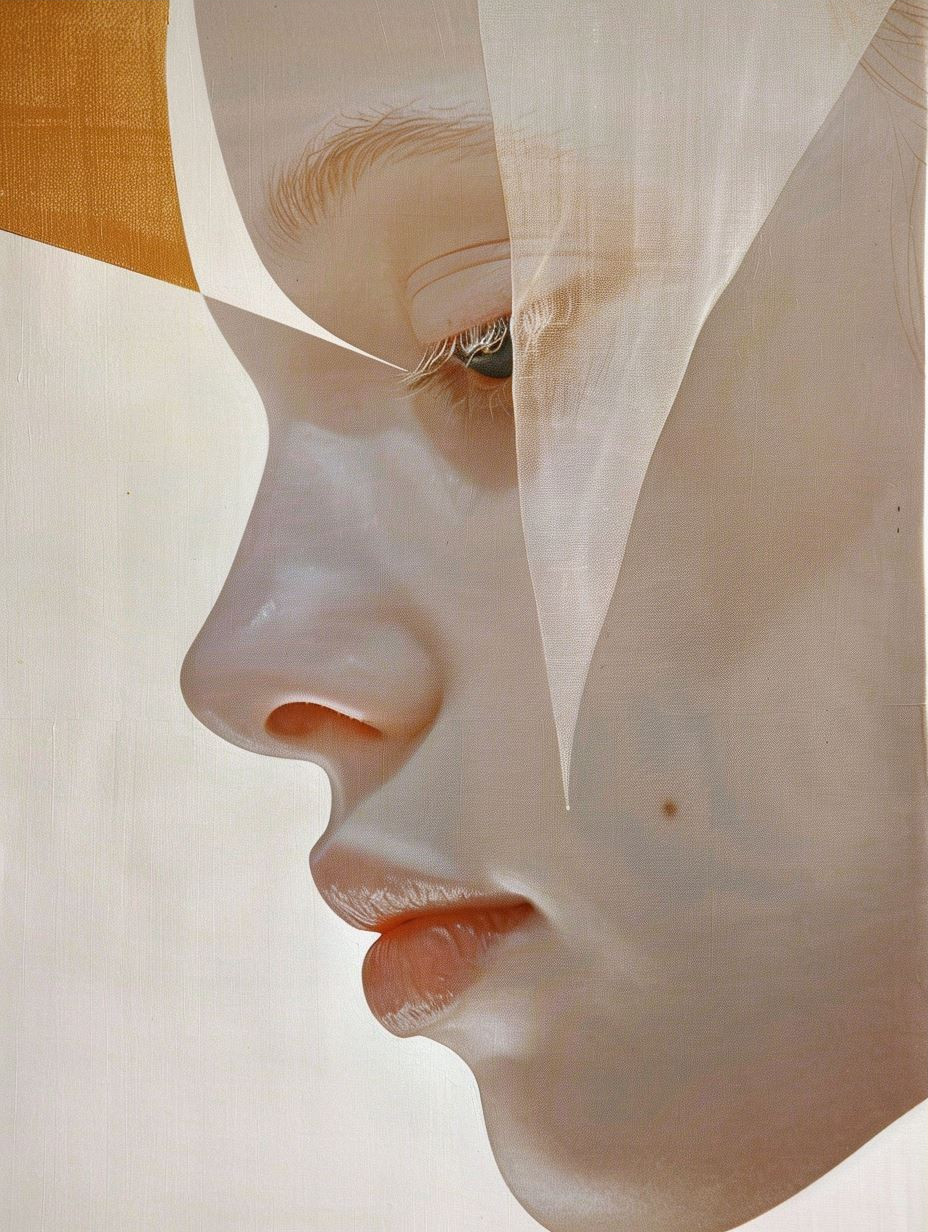 Fragmented Portraits in Golden Hues - Image 3