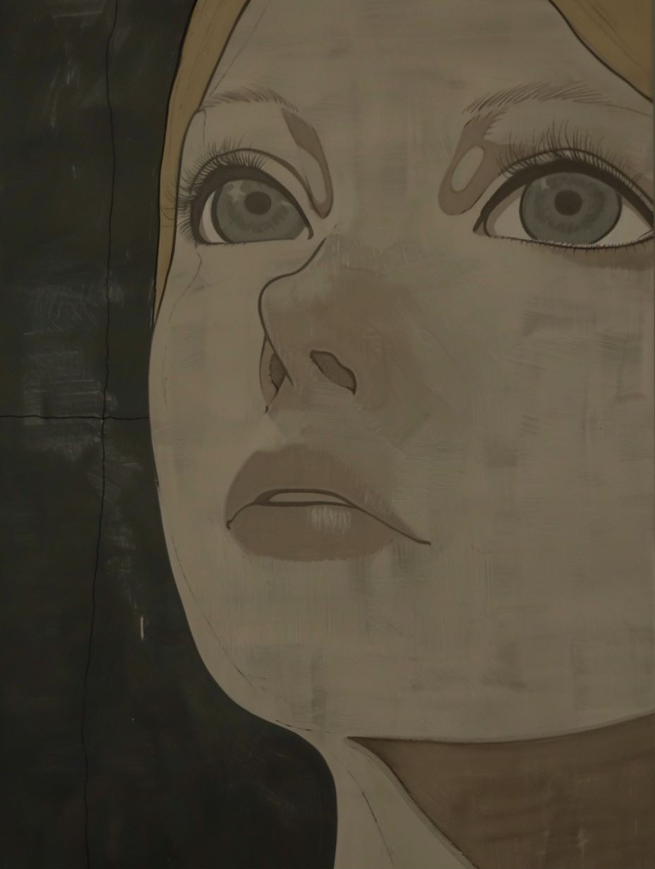 Melancholic Ink Wash Portrait - Image 2