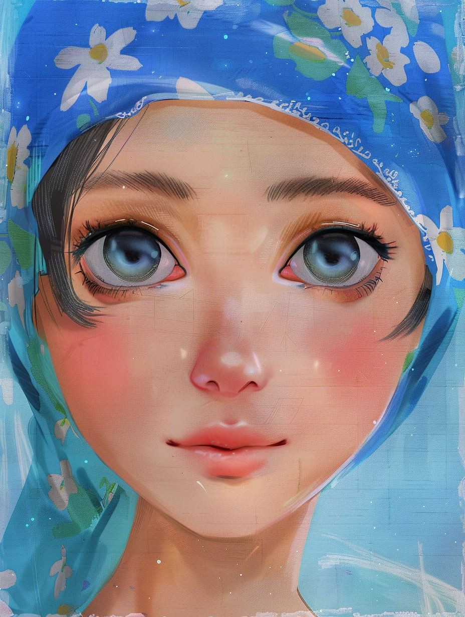 Azure Dreams: Digital Portraits of Ethereal Beauty - Image 1
