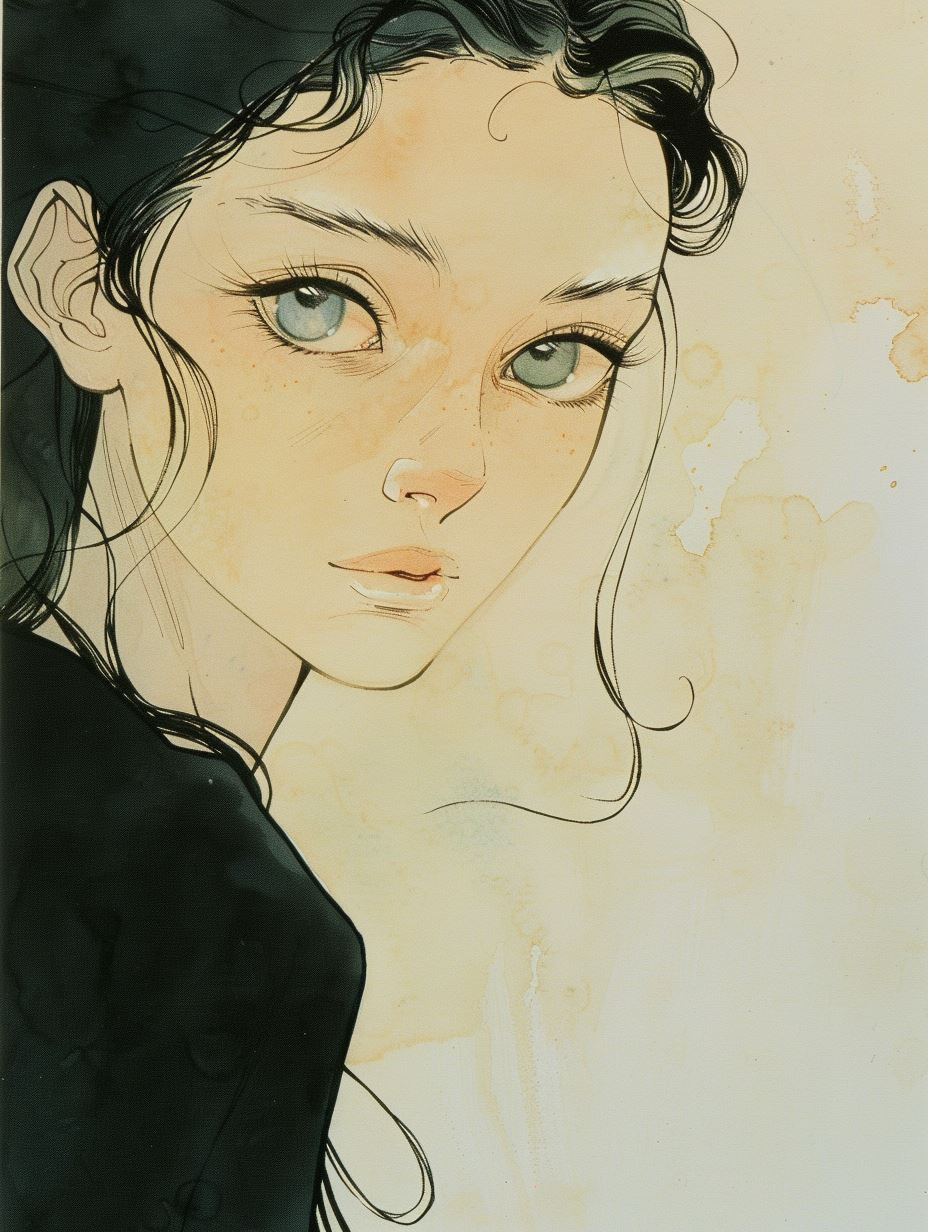 Ethereal Gaze: A Study in Ink - Image 2
