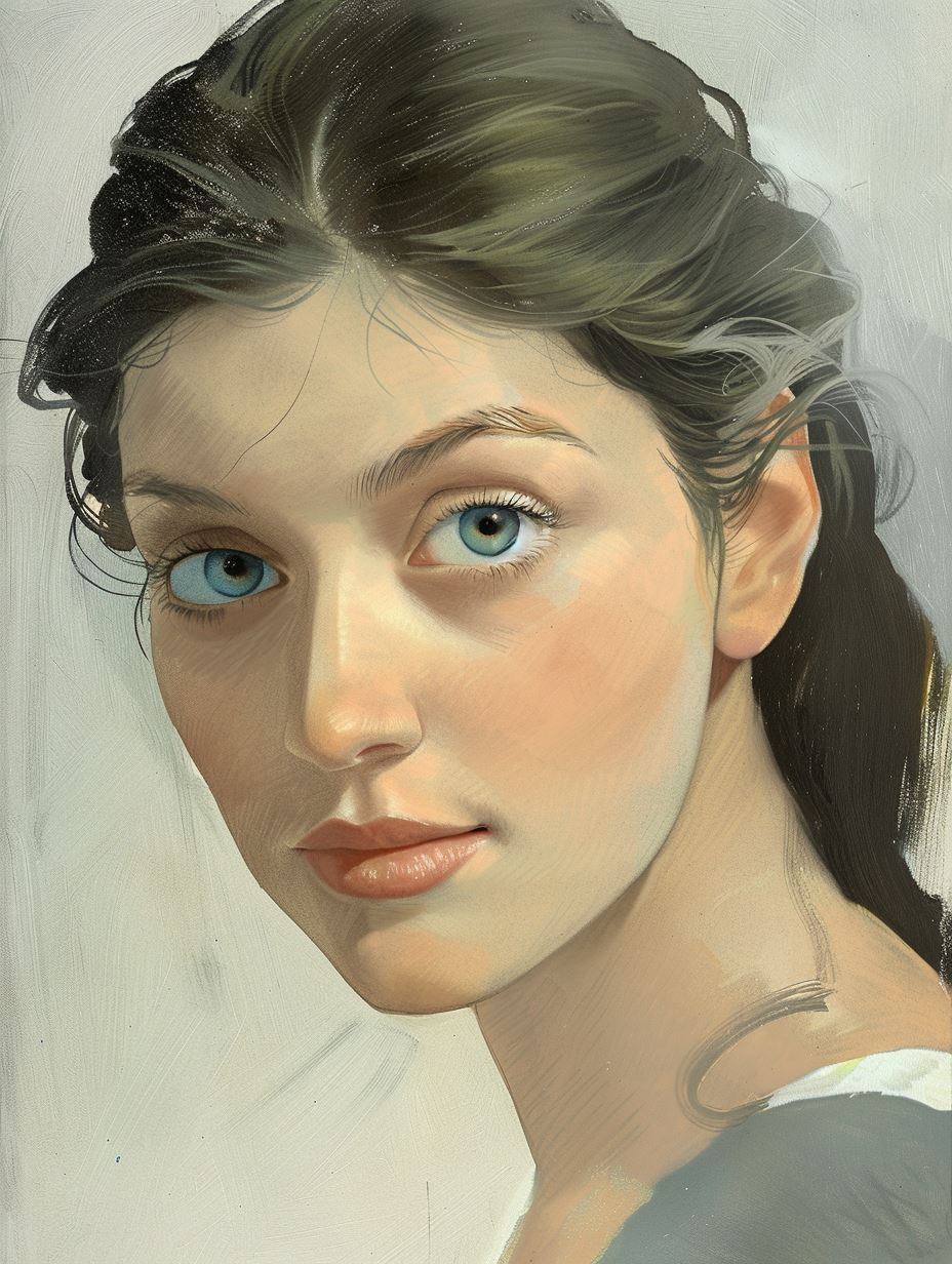 Melancholic Gaze in Soft Pastel - Image 4