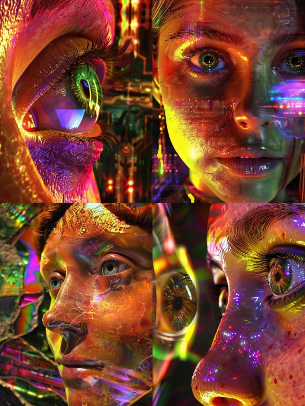 Prismatic Neon Cybernetic Visions