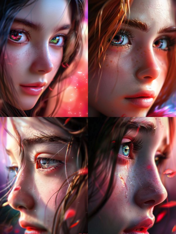 Ethereal Gazes in Crimson Light