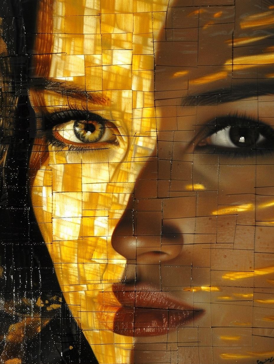 Golden Mosaic Gaze of Elegance - Image 1