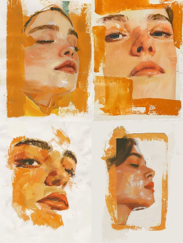 Golden Hues Abstract Portrait Studies