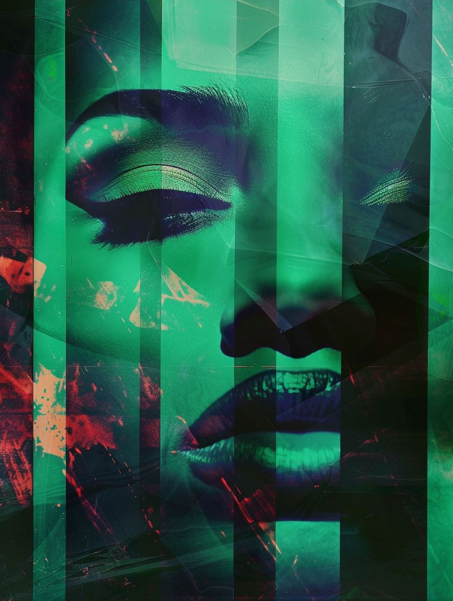 Neon Fragmented Portrait Study - Image 4