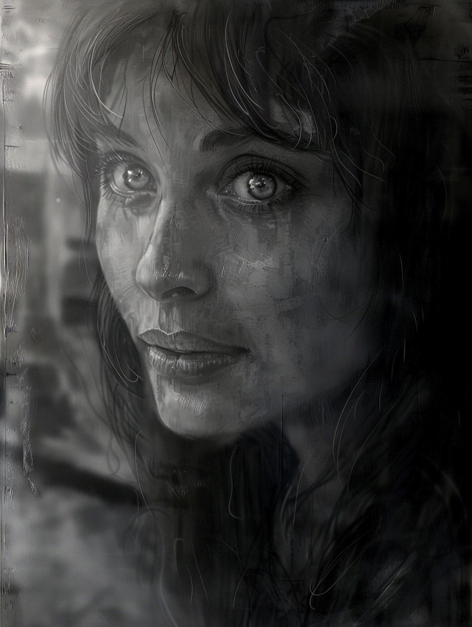 Ethereal Monochrome Gaze Portrait - Image 2