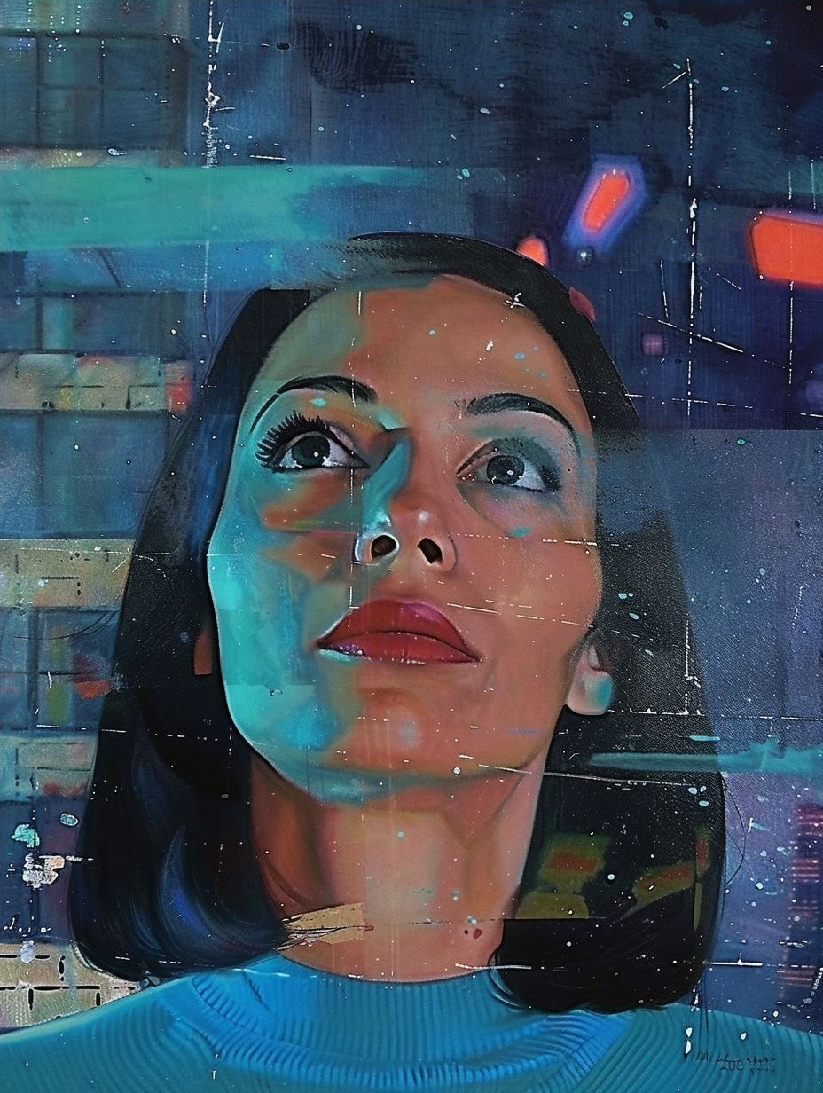 Neon Glitch Cybernetic Portrait - Image 4
