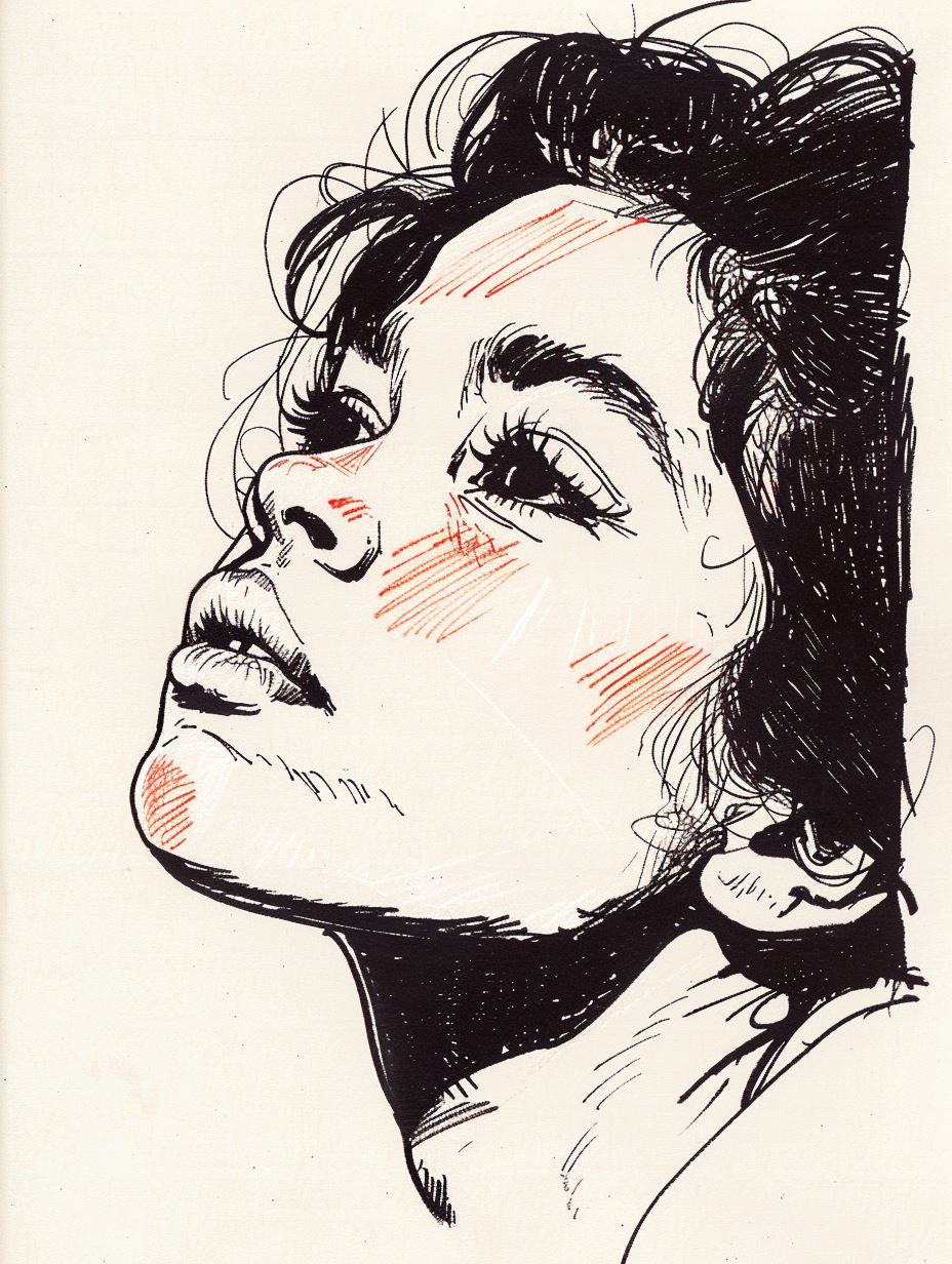 Bold Ink Portrait in Orange - Image 4