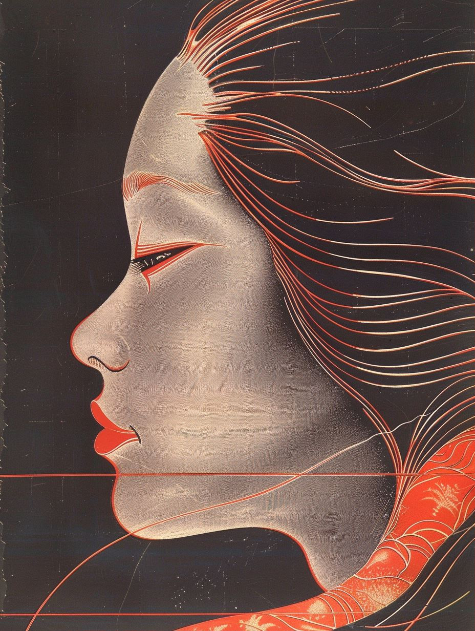 Crimson Silk Silhouette - Image 1