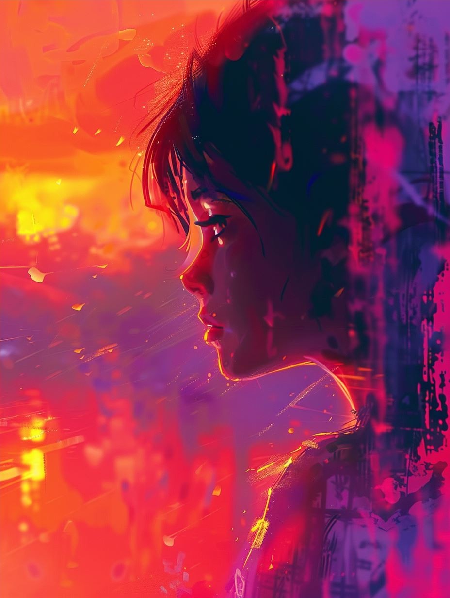 Neon Ember Cybernetic Portrait - Image 4
