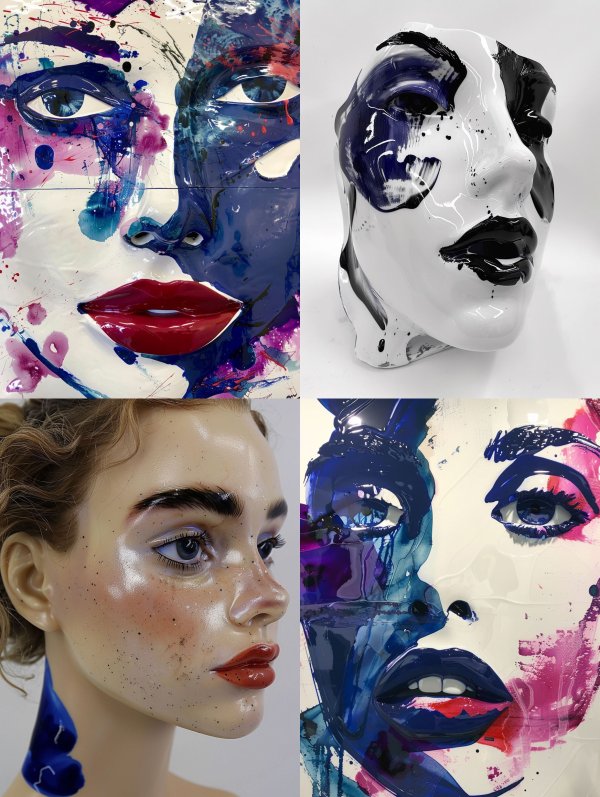 Abstract Artistic Face Sculptures