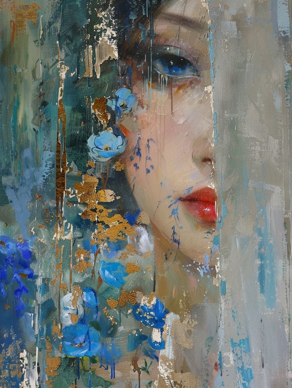 Ethereal Gaze in Gold Leaf - Image 3