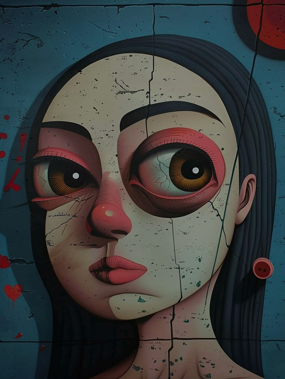 Melancholy Urban Mural Portrait - Image 1