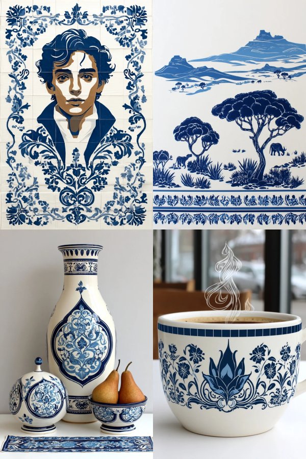 Azure Ceramic Portrait