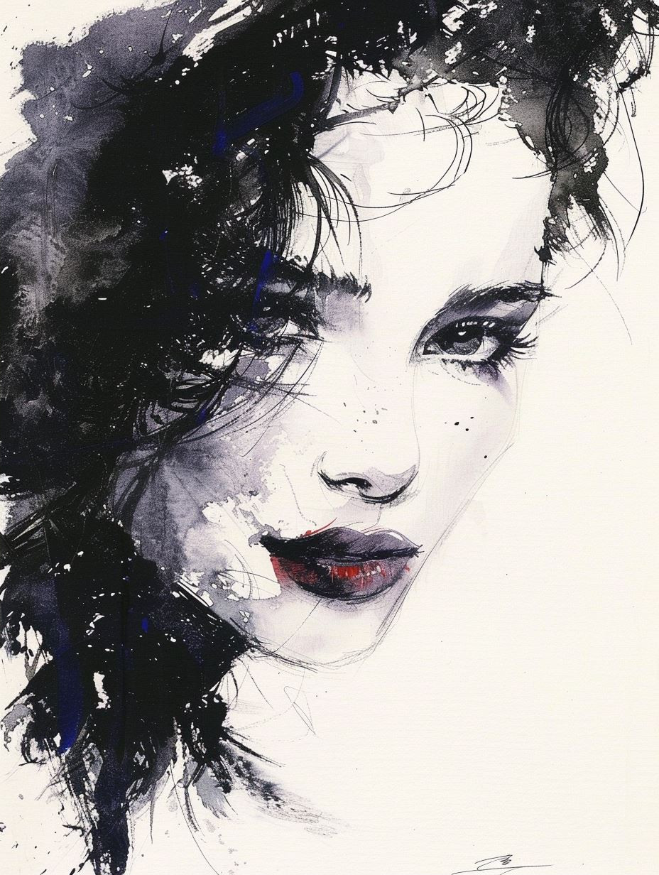 Shadows of Elegance: Ink Portraits - Image 2