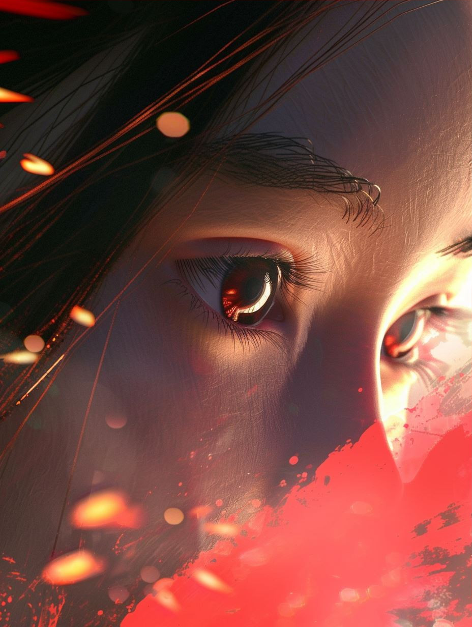 Crimson Dreams of Ethereal Beauty - Image 3