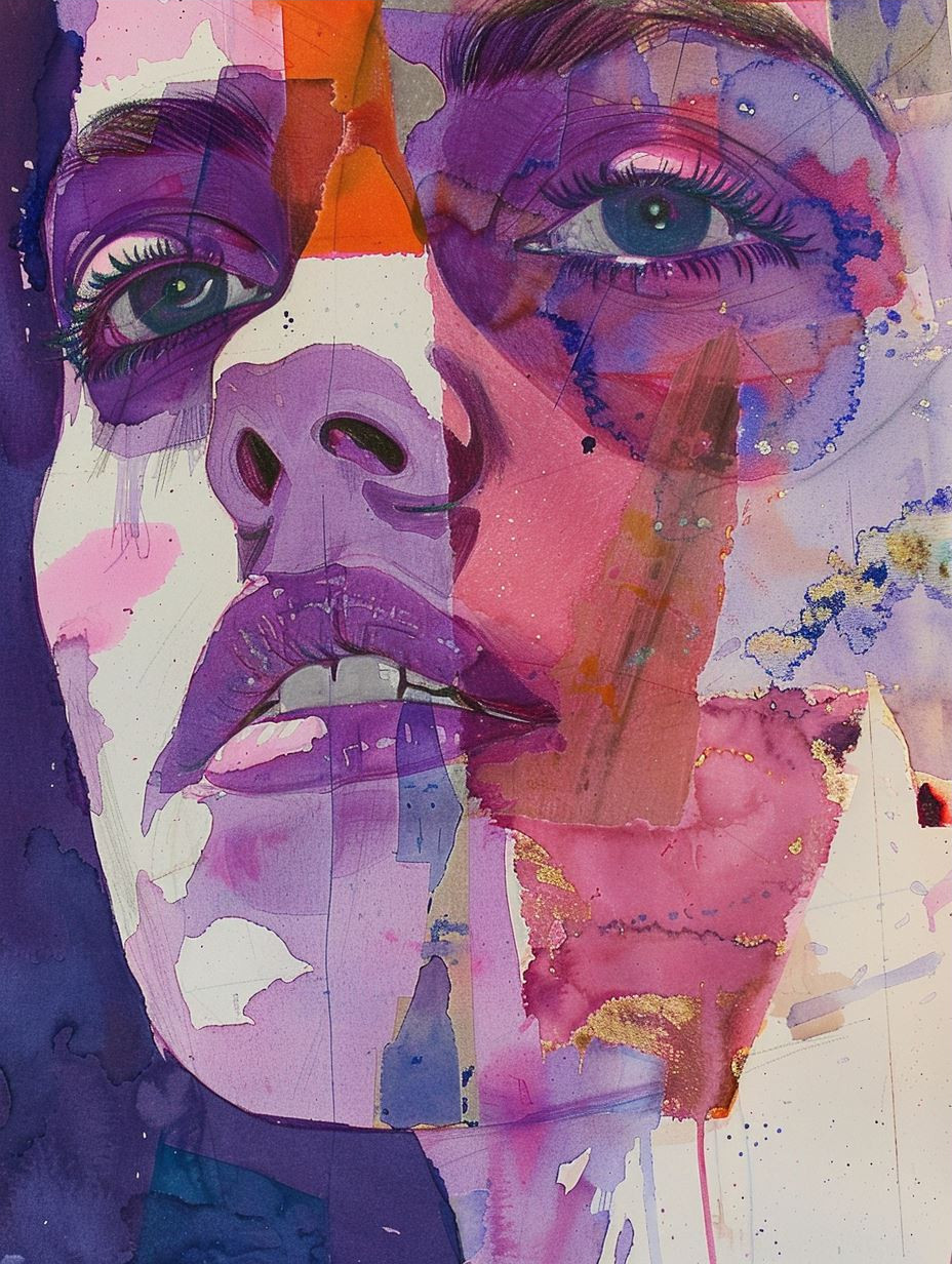 Fragmented Portraits in Violet Hues - Image 3