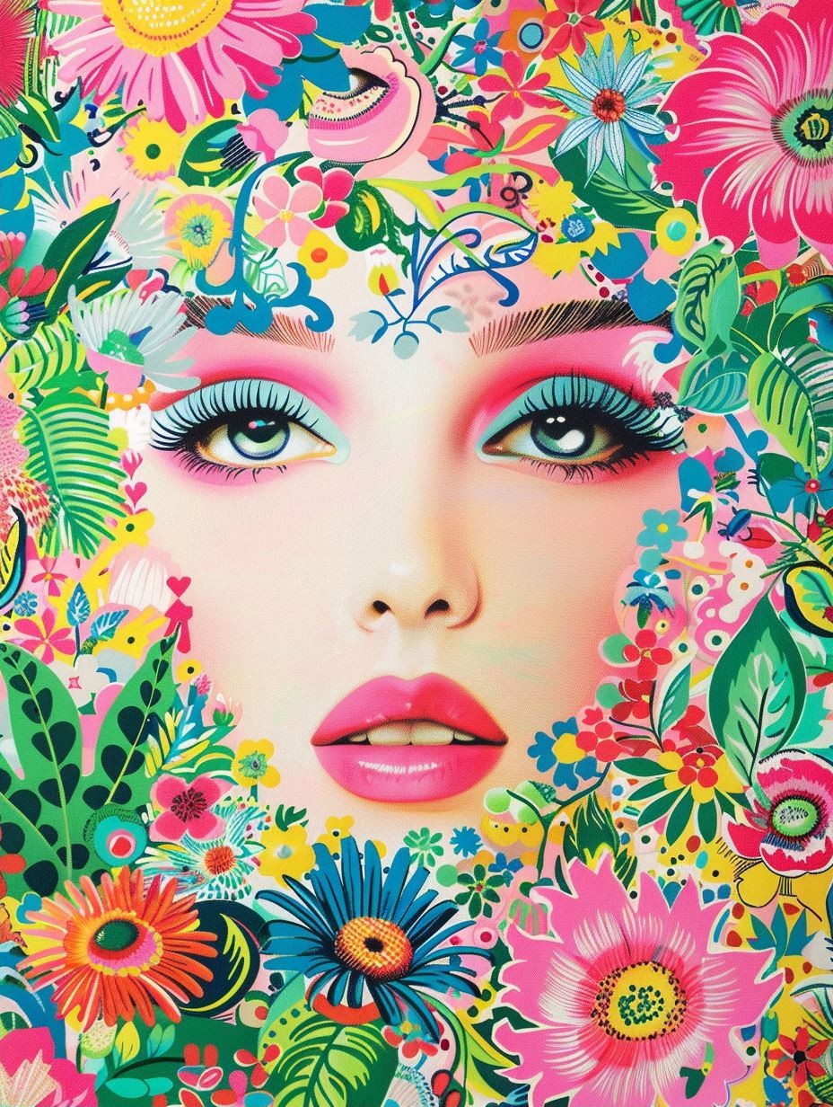 Neon Floral Psychedelic Portrait - Image 2