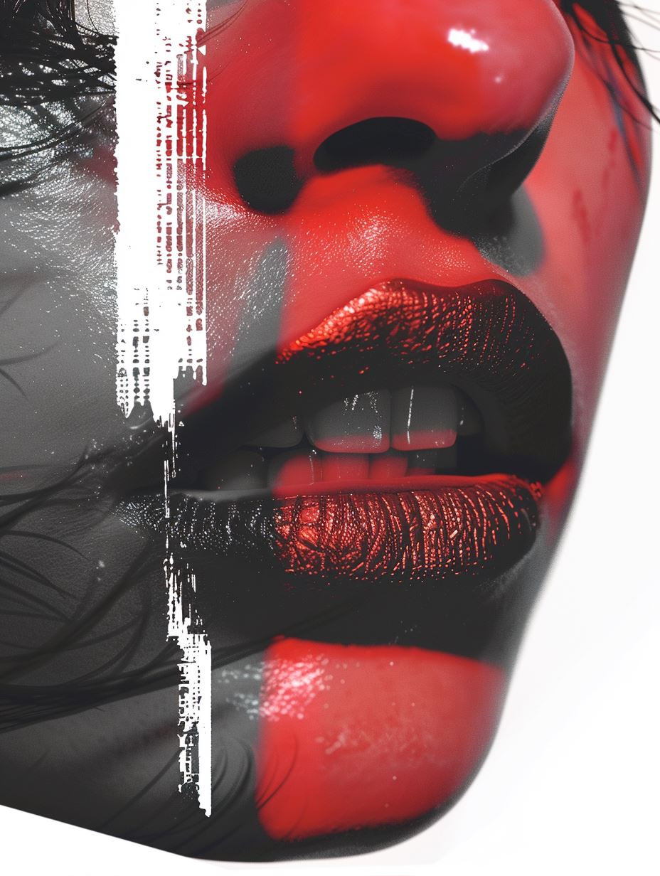 Crimson Glitch Portrait Study - Image 1