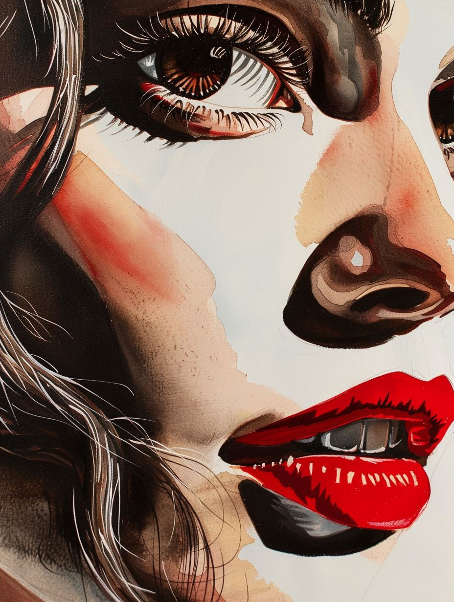 Crimson Gloss and Ink Contours - Image 4