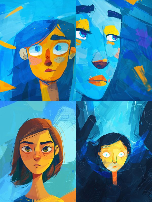 Melancholy Blue Digital Portraits