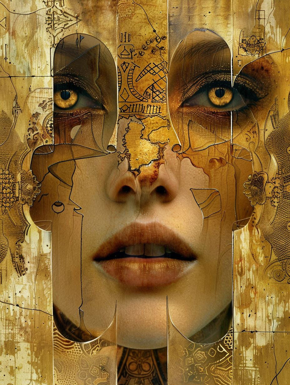 Golden Fragments of Ethereal Faces - Image 1