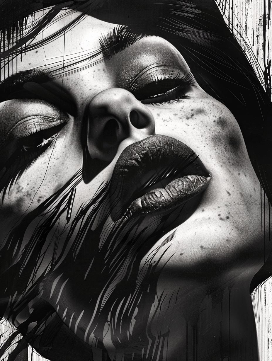 Surreal Monochrome Graphic Portrait - Image 3