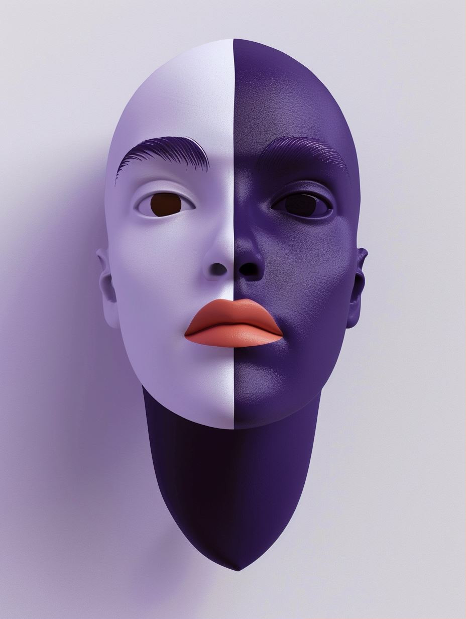 Surreal Violet Portrait Collage - Image 1